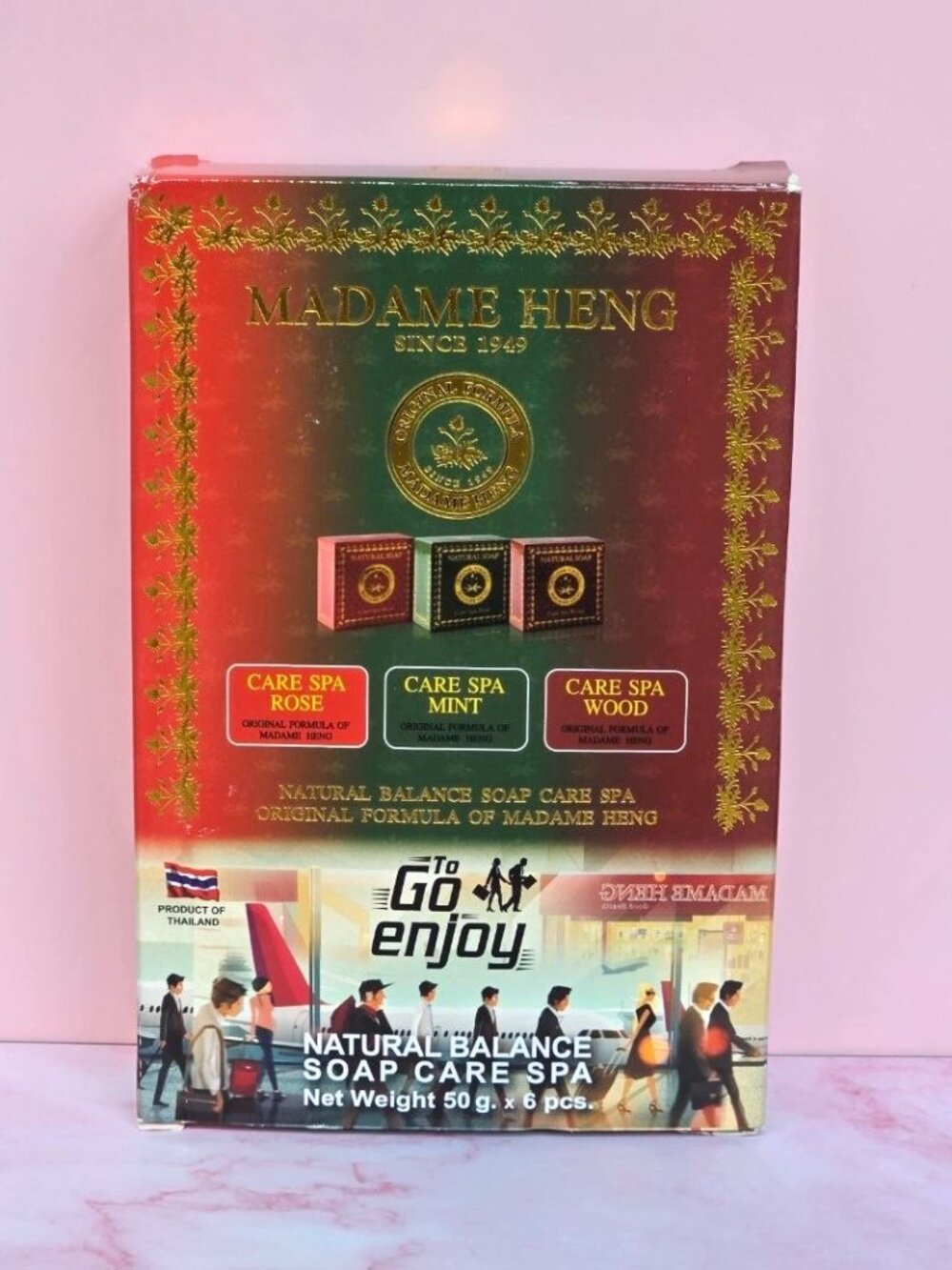 Madame Heng Natural Balance Soap Gift Set 6 Bars 50g Rose Mint Wood Thailand